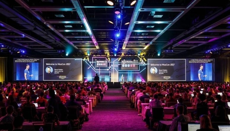corporate event stage with audience